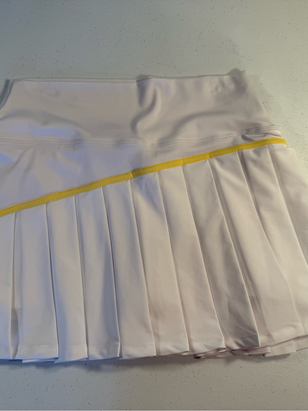Beach Riot White Pleated Skirt with Yellow Trim